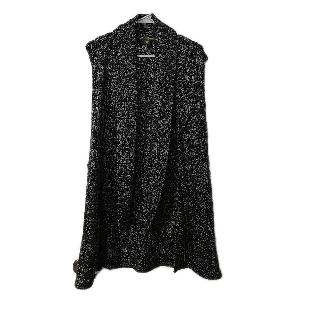 Women Eddie Bauer Dark Grey & Silver Variegated Knit Sweater Vest Size Small